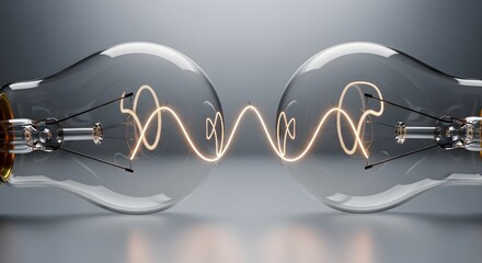 Light bulbs linked by a vibrant electric current, symbolizing the powerful exchange of innovative ideas, creative energy, and inspiration for solutions and breakthroughs