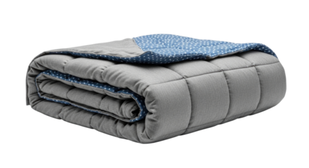 Folded gray and blue quilt transparent background cutout png