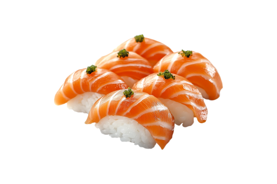 Salmon Nigiri Sushi, Isolated on Transparent Background