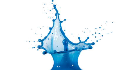 Blue water splash with droplets creating an abstract pattern  