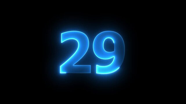 Glowing neon number 29 educational mathematics text icon animation on background. looping trendy glowing neon numeric number 29 4k video animation...