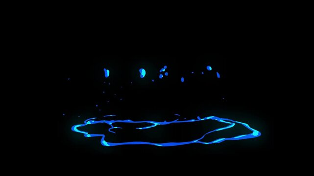 Cartoon FX animation featuring hand drawn spark blasts, water liquid explosions, 2D flash smoke, shiny energy shapes, and motion elements specially made on black screen background.