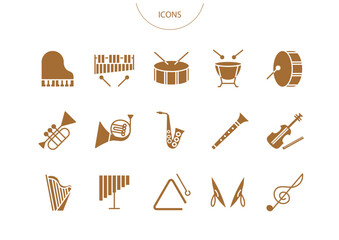 楽器 オーケストラ　アイコン ピクトグラム　ベクター イラスト　セット