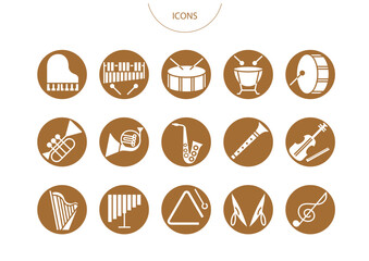 楽器 オーケストラ　アイコン ピクトグラム　ベクター イラスト　セット