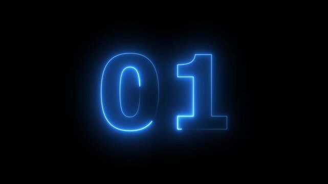 Neon number 01 educational mathematics text icon animation on background. looping trendy glowing neon numeric number 01 4k video animation...