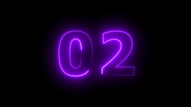 Glowing neon number 02educational mathematics text icon animation on background. looping trendy glowing neon numeric number 02 4k video animation...