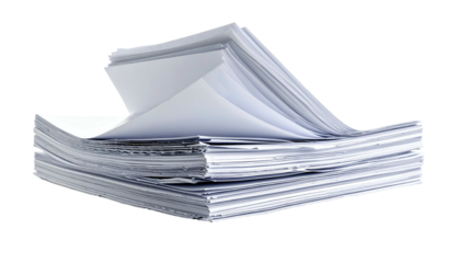 Stack of blank white copy paper sheets, isolated on black