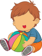 Kid playing rubber ball