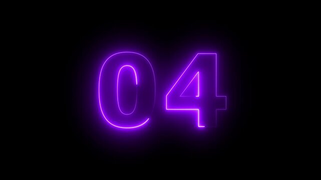 Glowing neon number 04 educational mathematics text icon animation on background. looping trendy glowing neon numeric number 04 4k video animation...