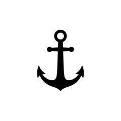 Black anchor symbol on white background nautical maritime navigation safety.
