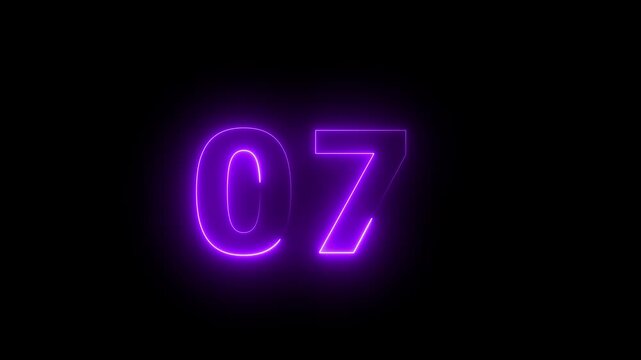 Glowing neon number 07educational mathematics text icon animation on background. looping trendy glowing neon numeric number 07 4k video animation...