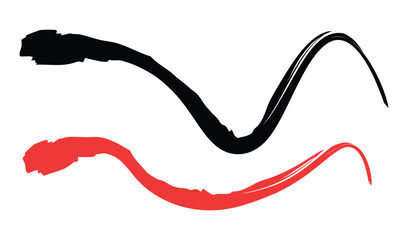 Abstract red and black brush strokes flowing dynamically