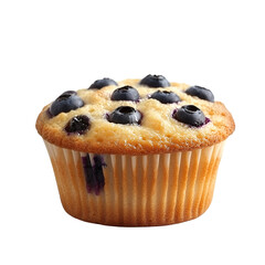Blueberry muffin close up image against transparent background