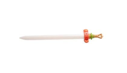 Simple stylized sword with white blade, red and green hilt