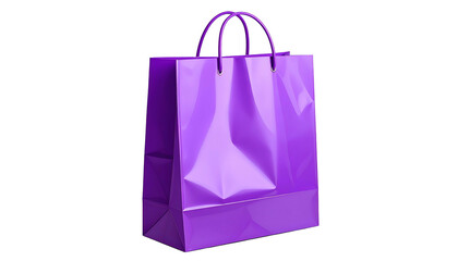 Gleaming purple gift bag on black backdrop with handles