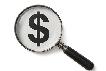 magnifying glass with dollar sign