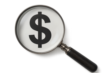 magnifying glass with dollar sign