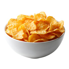 Bowl of crispy potato chips snack food image
