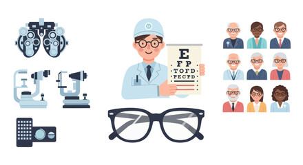 Professional Eye Care Examination Optometry Equipment and Vision Correction.