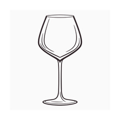 Outline drawing of an empty wine glass on a white background empty glass goblet