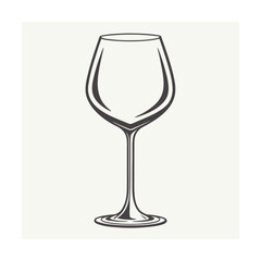 Stylized Line Art Drawing of an Empty Wine Glass on a Light Background illustration