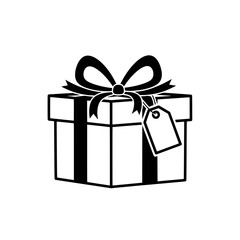 Gift Box with Ribbon and Tag