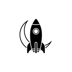 Rocket to Moon Silhouette Illustration
