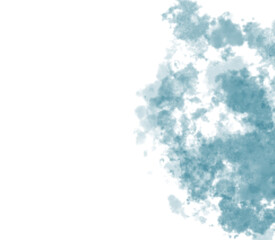 Teal watercolor background with soft cloud shapes on white space