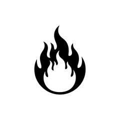 Burning Flame Silhouette on Black Background