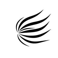 Abstract Wing Illustration: An artistic monochrome wing design, gracefully rendered with flowing black lines, embodying freedom and elegance.