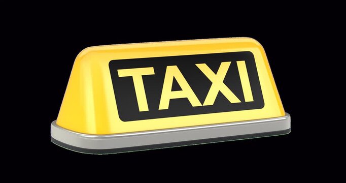 Taxi car roof sign rotation - 3D animation seamlessly loopable isolated on transparent background