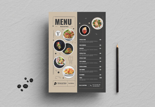 Modern Editable Restaurant Food Menu Template Layout