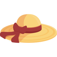 Yellow Wide Brim Sun Hat with Red Ribbon Accent and Bow Detail for Fashionable Outdoor Protection