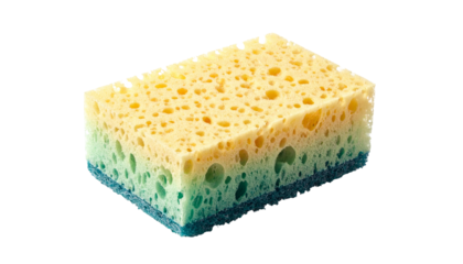 Porous rectangular sponge, graduated yellow-to-green