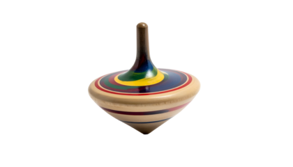 Colorful wooden spinning top on black background