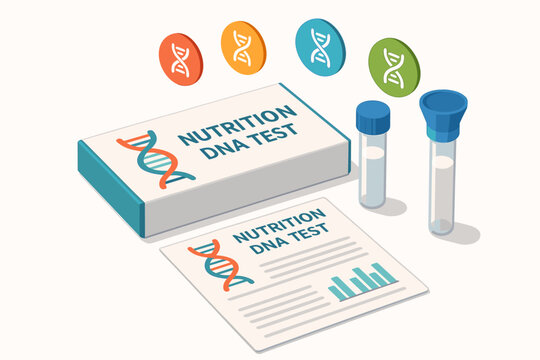 Nutrition dna test kit with sample tubes and information leaflet