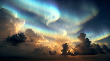 Heavenly sun rays through dramatic storm clouds - Powered by Adobe
