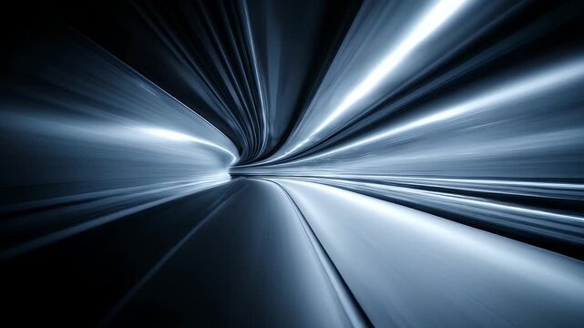 Futuristic city highway with glowing light trails