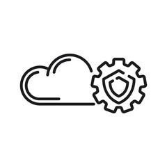 Cloud Security System with Shield in Cogwheel Vector Icon