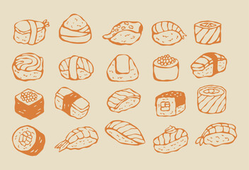 hand drawn sushi illustration © fendy
