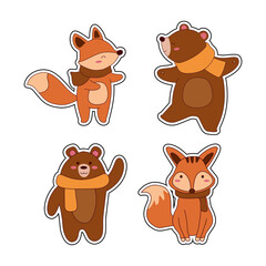 Cute cartoon animal stickers collection