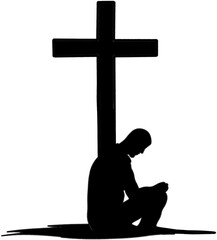 Emotional Silhouette Artwork of Human Prayer Reflecting Faith, Humility, and Connection to God