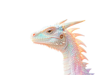 Fototapeta premium Close up of a fantasy dragon head with iridescent scales isolated on black background isolated on white background isolated on transparent background