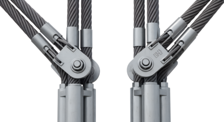 Steel cables and joints connecting structural elements in modern design  