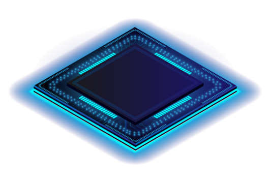 CPU Chip on Motherboard.3D closeup of cpu. Central Computer Processors CPU concept. Quantum computer, large data processing, database concept. Futuristic microchip processor. Digital chip.