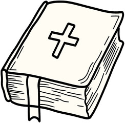 A Thick Holy Bible with a Cross Symbol on the Cover Representing Christian Faith and Spirituality