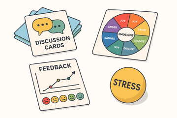 Discussion cards and feedback tools for emotional awareness and stress management