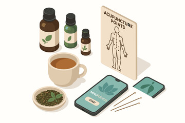 Holistic wellness with acupuncture, herbal remedies, and mindfulness tools