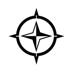 Black compass rose symbol on white background navigation