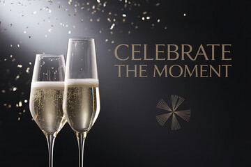 Celebrate special occasions with champagne and golden confetti for a truly memorable and elegant event, cheers to new beginnings and happy moments